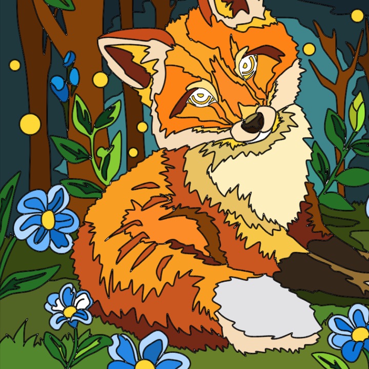 Woodland Fox fully colored